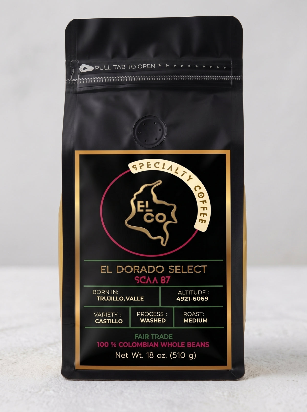 El Dorado Select SCAA 87      Medium Roast Whole Beans 510 g 18 oz