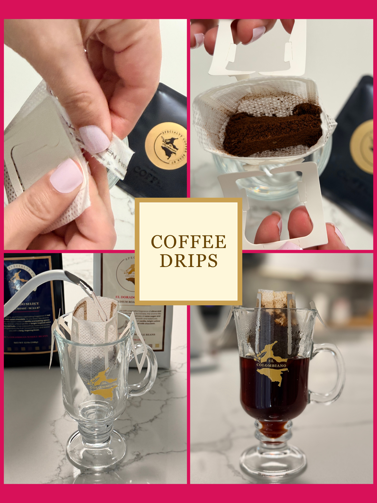 El Colombiano Specialty Coffee Drips (6 Pack): SCAA 84 Classic & SCAA 87 Select
